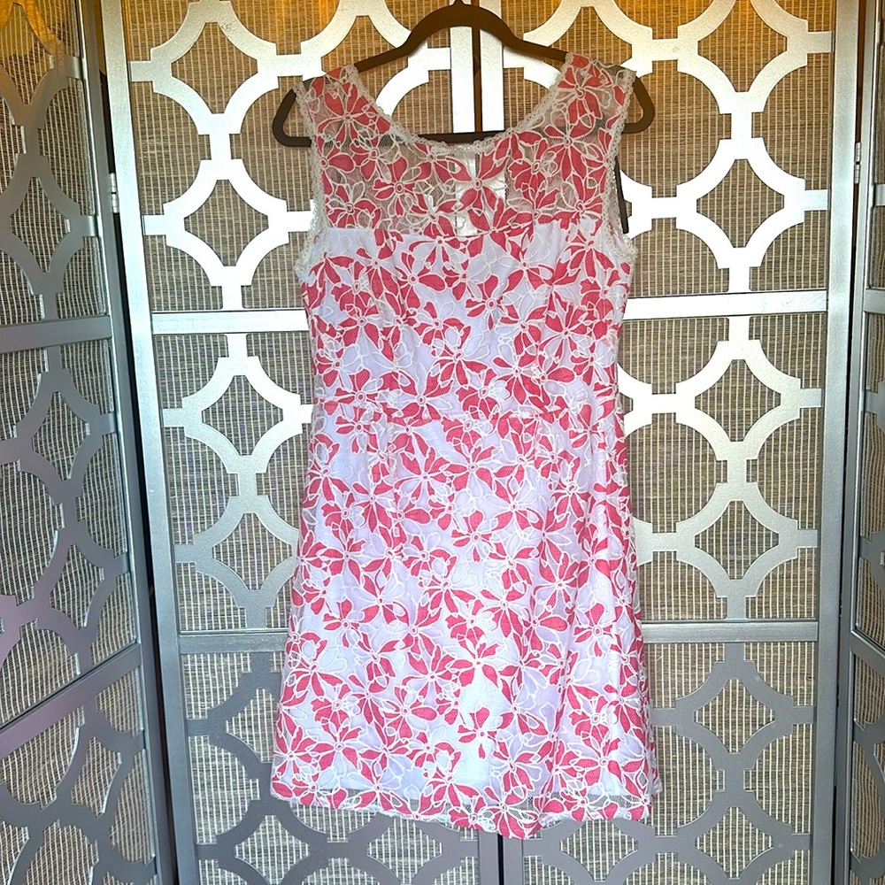 Laundry By Shelli Segal Pink and White Floral Mini Dress